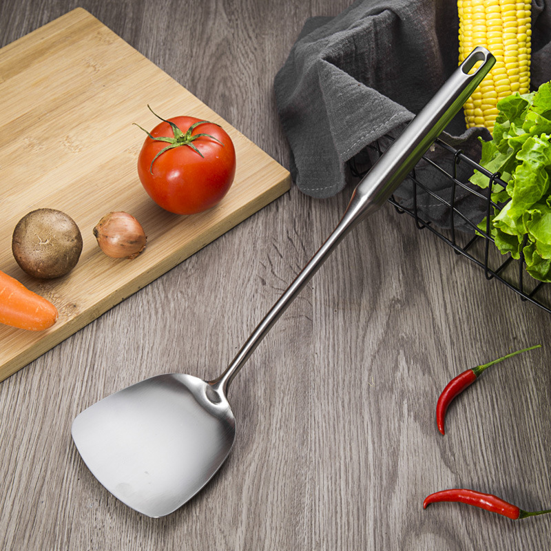 Stainless Steel Kitchen Utensils Spatula Soup Spoon Frying Spatula Slotted Spoon Heat Insulation Anti-Scald Kitchen Utensils Kitchen Frying Set