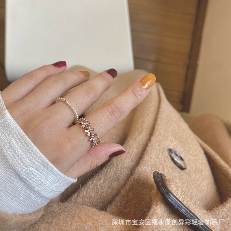 Exotic color carefully designed simple delicate small pearl American 14k gold filled Swarovski crystal ring for women