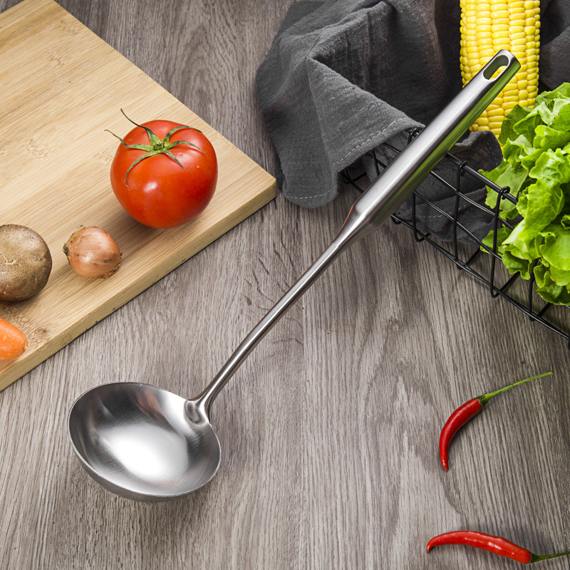 Stainless Steel Kitchen Utensils Spatula Soup Spoon Frying Spatula Slotted Spoon Heat Insulation Anti-Scald Kitchen Utensils Kitchen Frying Set