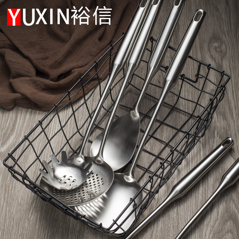 Stainless Steel Kitchen Utensils Spatula Soup Spoon Frying Spatula Slotted Spoon Heat Insulation Anti-Scald Kitchen Utensils Kitchen Frying Set