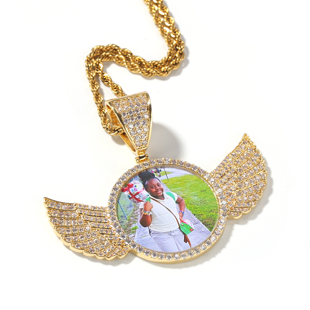 Hip Hop Photo Pendant Copper Inlaid Zircon Solid DIY Photo Necklace Accessories