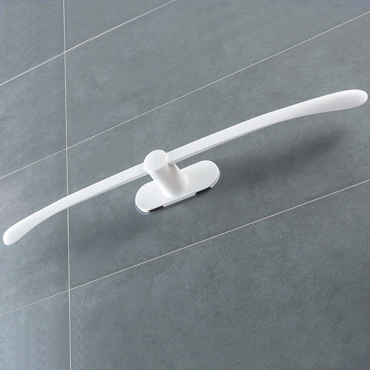 Household plain bow-shaped towel rack, no-drill wall-mounted plastic towel bar, bathroom seamless storage hanger