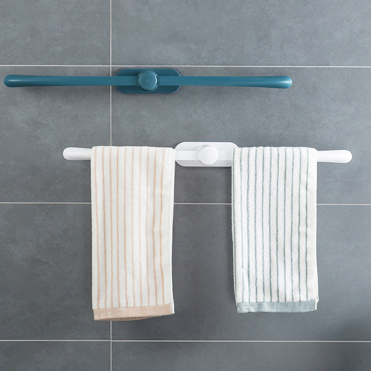 Household plain bow-shaped towel rack, no-drill wall-mounted plastic towel bar, bathroom seamless storage hanger