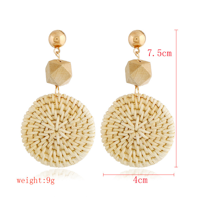 Hand-woven rattan earring set new Bohemian earrings natural rattan earrings