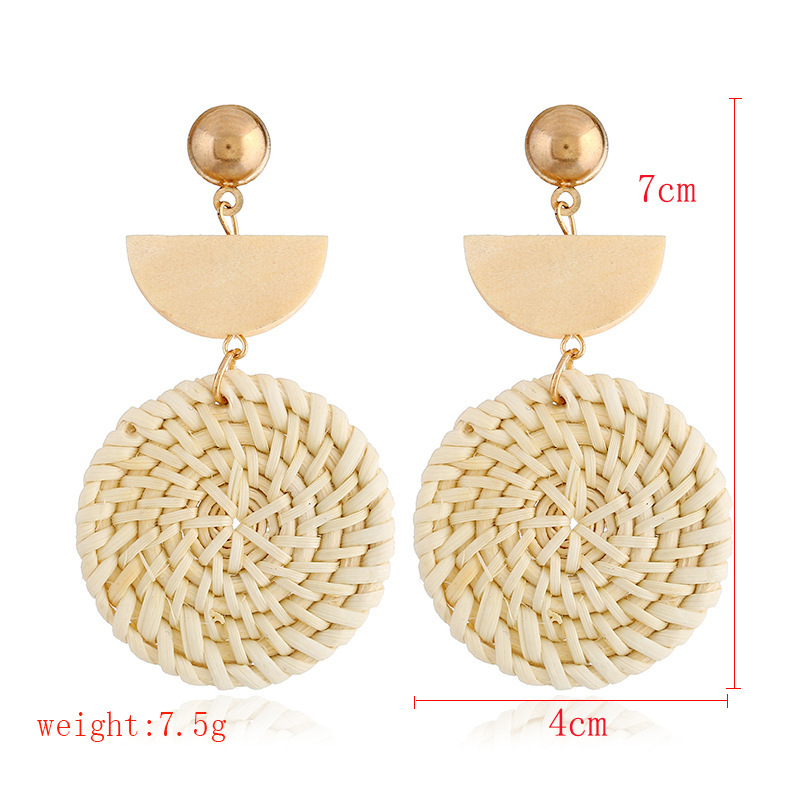 Hand-woven rattan earring set new Bohemian earrings natural rattan earrings