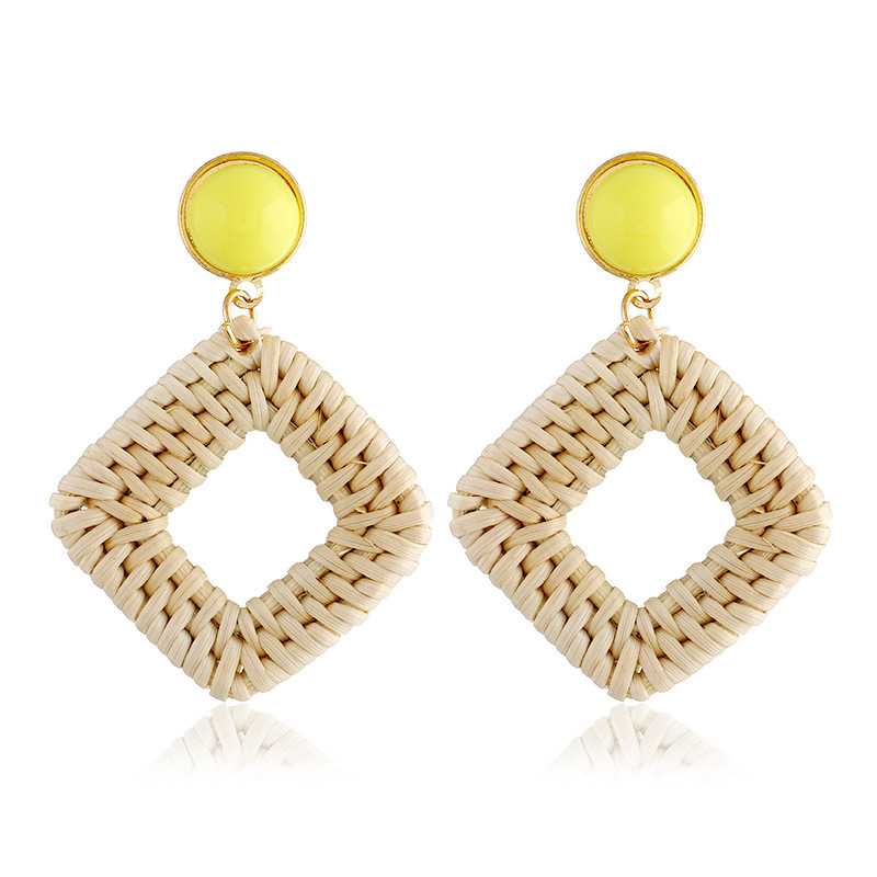 Hand-woven rattan earring set new Bohemian earrings natural rattan earrings