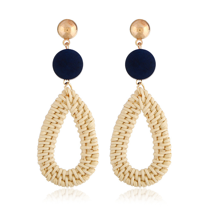 Hand-woven rattan earring set new Bohemian earrings natural rattan earrings