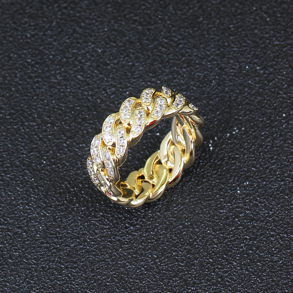 Hip-hop ring micro-set zircon men's ring 8mm Cuban ring men's women's couple ring