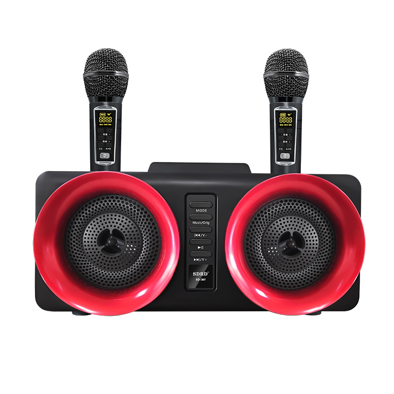SD307 Home Karaoke Machine Bluetooth Speaker Dual Wireless Microphone Connect TV National K Song Support Wireless Recording