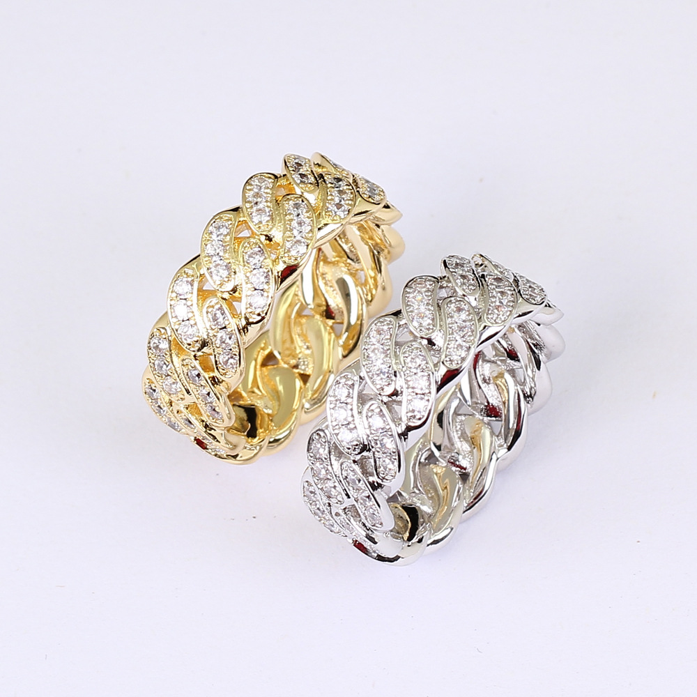 Hip-hop ring micro-set zircon men's ring 8mm Cuban ring men's women's couple ring