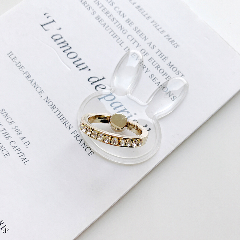 Diamond transparent ring buckle diamond gold ring bracket anti-drop PC transparent acrylic phone ring bracket