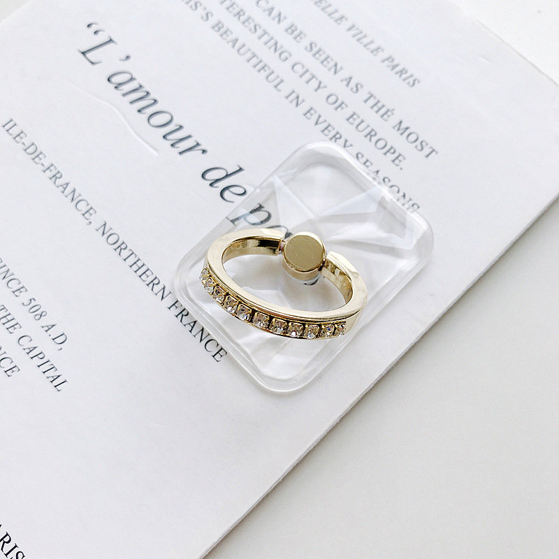 Diamond transparent ring buckle diamond gold ring bracket anti-drop PC transparent acrylic phone ring bracket