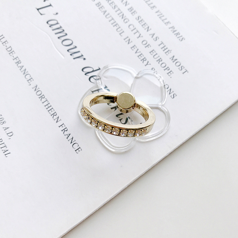 Diamond transparent ring buckle diamond gold ring bracket anti-drop PC transparent acrylic phone ring bracket
