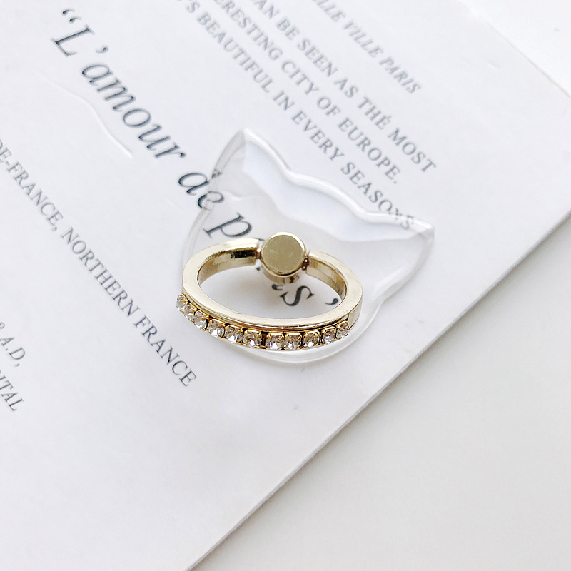 Diamond transparent ring buckle diamond gold ring bracket anti-drop PC transparent acrylic phone ring bracket