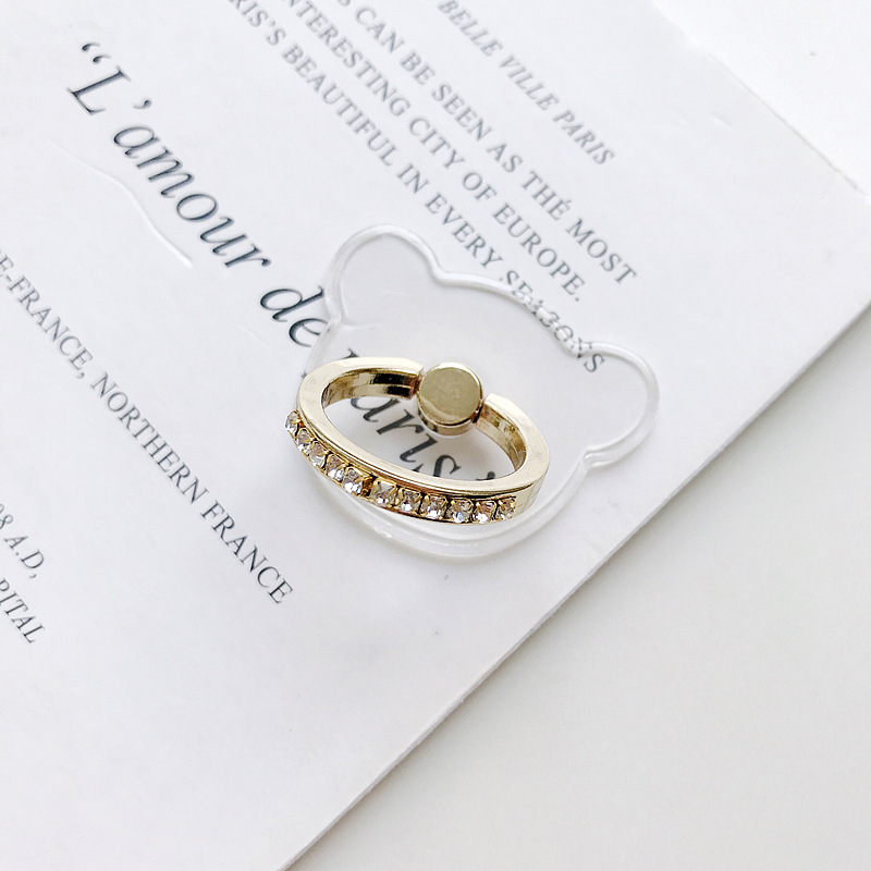 Diamond transparent ring buckle diamond gold ring bracket anti-drop PC transparent acrylic phone ring bracket