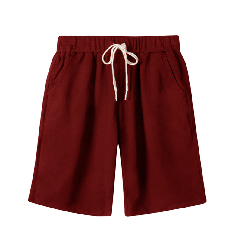 Solid color women summer high waist 300 jin five-tenths pants plus size drawstring sports casual pants fat mm straight leg pants sweatshirt