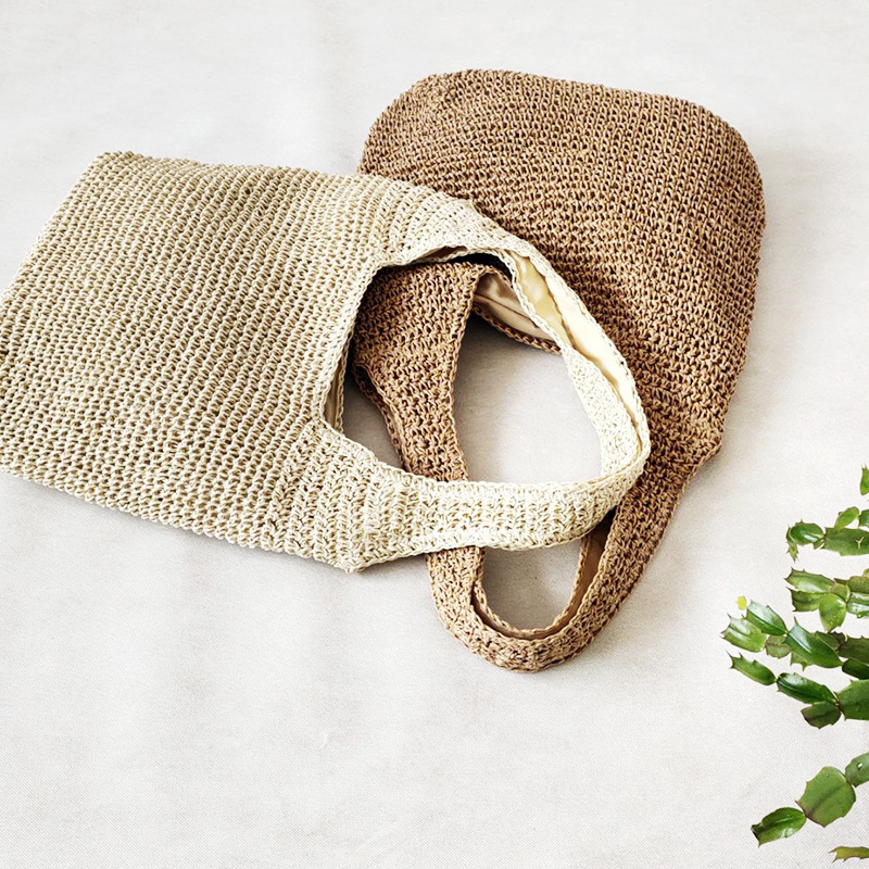 2026 new women's bag niche woven bag single shoulder underarm bag women's beach straw woven bag lightweight