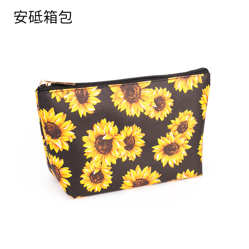 Sunflower Cosmetic Bag Lazy Person Toiletry Bag Large Capacity Storage Bag Cosmetic Case Women's Bag Portable