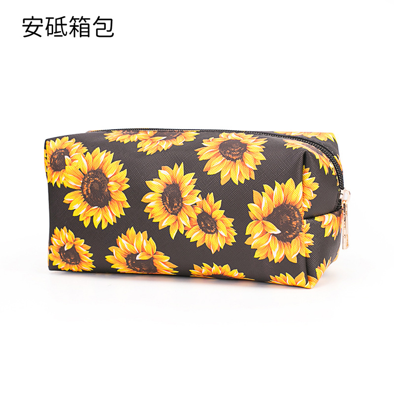 Sunflower Cosmetic Bag Lazy Person Toiletry Bag Large Capacity Storage Bag Cosmetic Case Women's Bag Portable