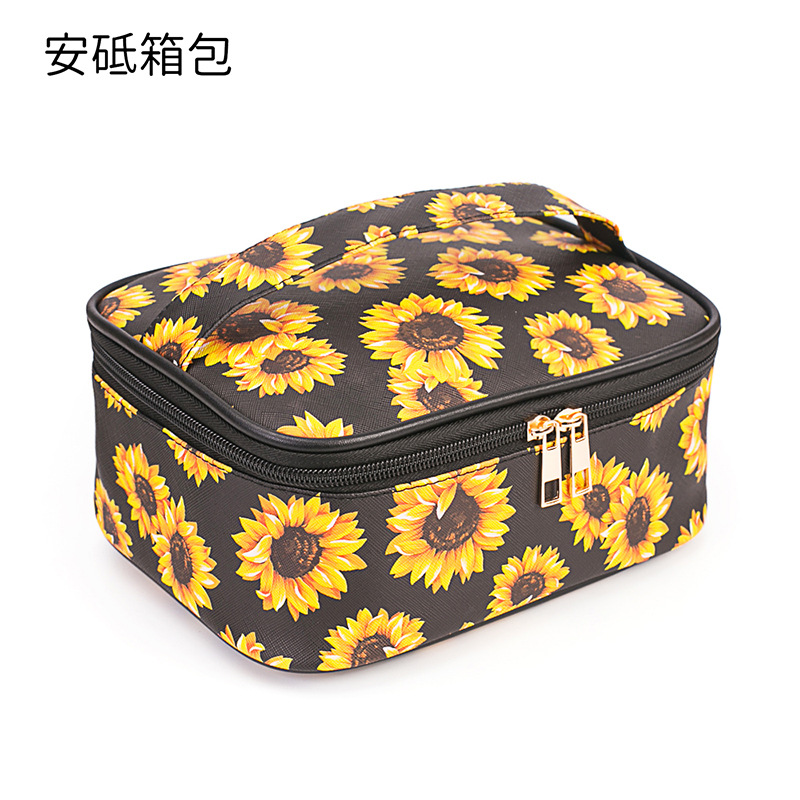 Sunflower Cosmetic Bag Lazy Person Toiletry Bag Large Capacity Storage Bag Cosmetic Case Women's Bag Portable