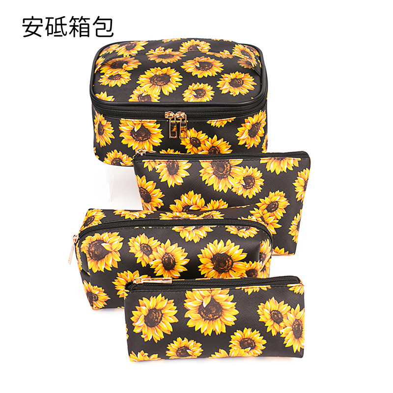 Sunflower Cosmetic Bag Lazy Person Toiletry Bag Large Capacity Storage Bag Cosmetic Case Women's Bag Portable