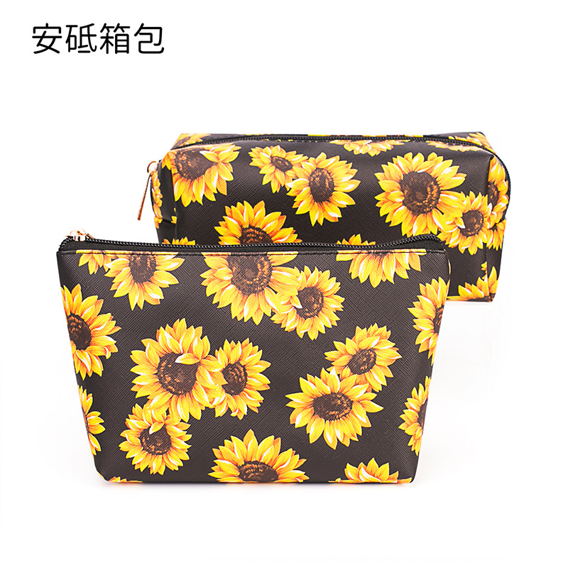 Sunflower Cosmetic Bag Lazy Person Toiletry Bag Large Capacity Storage Bag Cosmetic Case Women's Bag Portable