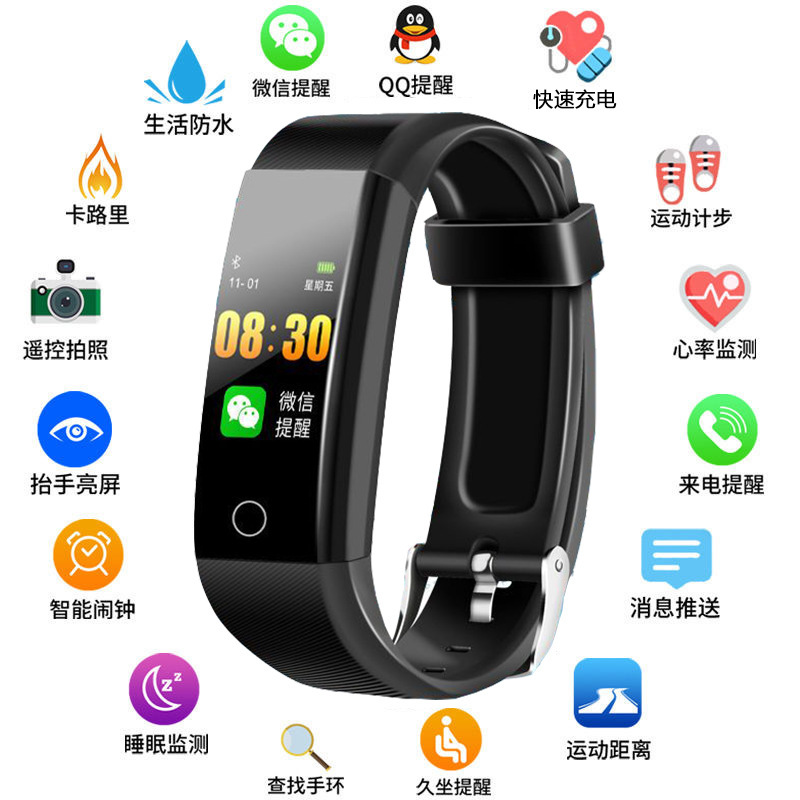Smart Bracelet 115plus Blood Pressure Heart Rate Sports Bracelet Men Women Color Screen Pedometer Bracelet Watch