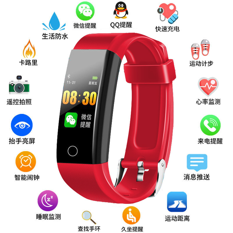Smart Bracelet 115plus Blood Pressure Heart Rate Sports Bracelet Men Women Color Screen Pedometer Bracelet Watch