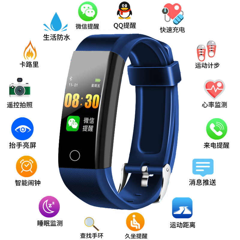 Smart Bracelet 115plus Blood Pressure Heart Rate Sports Bracelet Men Women Color Screen Pedometer Bracelet Watch