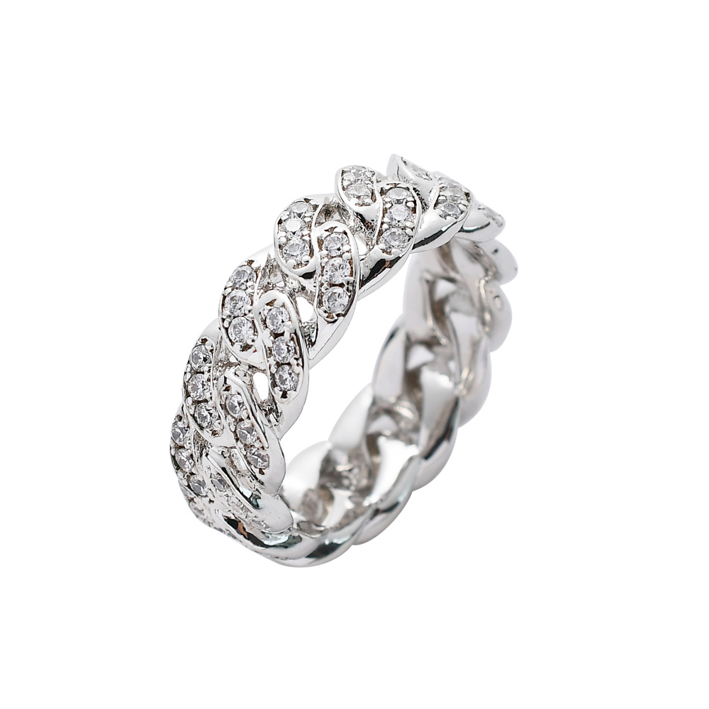 Hip-hop ring micro-set zircon men's ring 8mm Cuban ring men's women's couple ring
