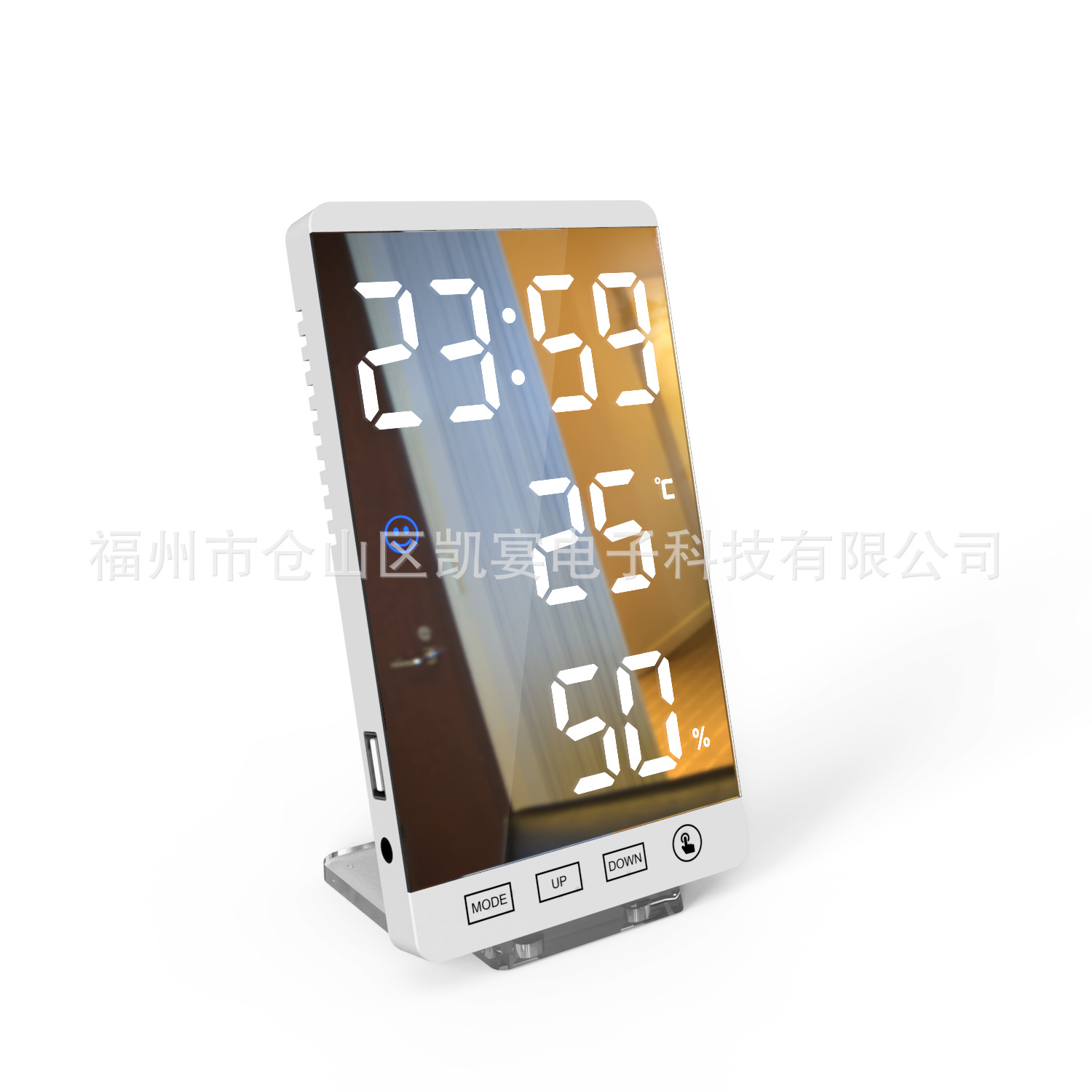 Mirror Alarm Clock Functional Temperature Humidity LED Mirror Desktop Electronic Alarm Clock