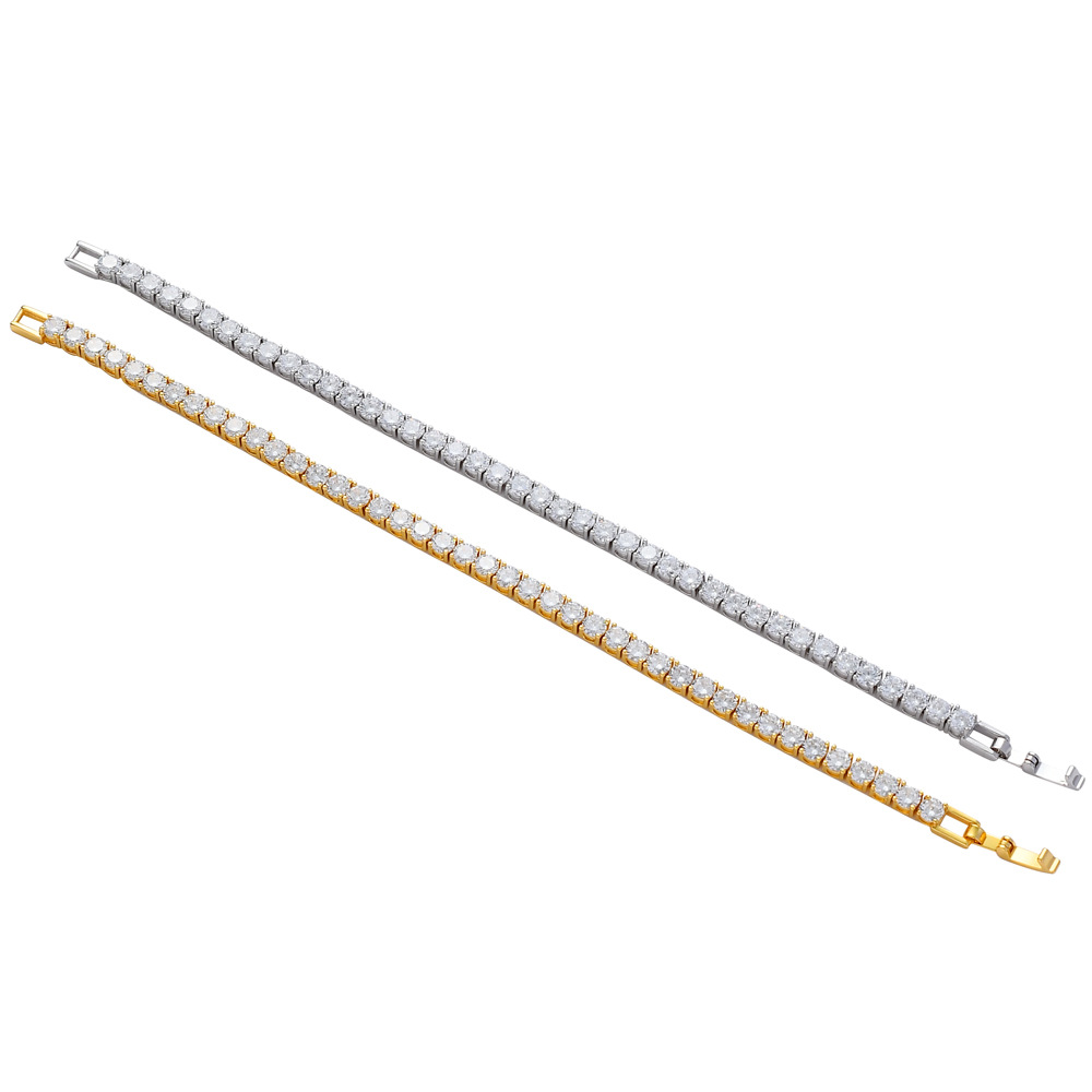 Copper easy-lock tennis chain Tennis Bracelet 3mm 4mm 5mm zircon single row hip-hop bracelet