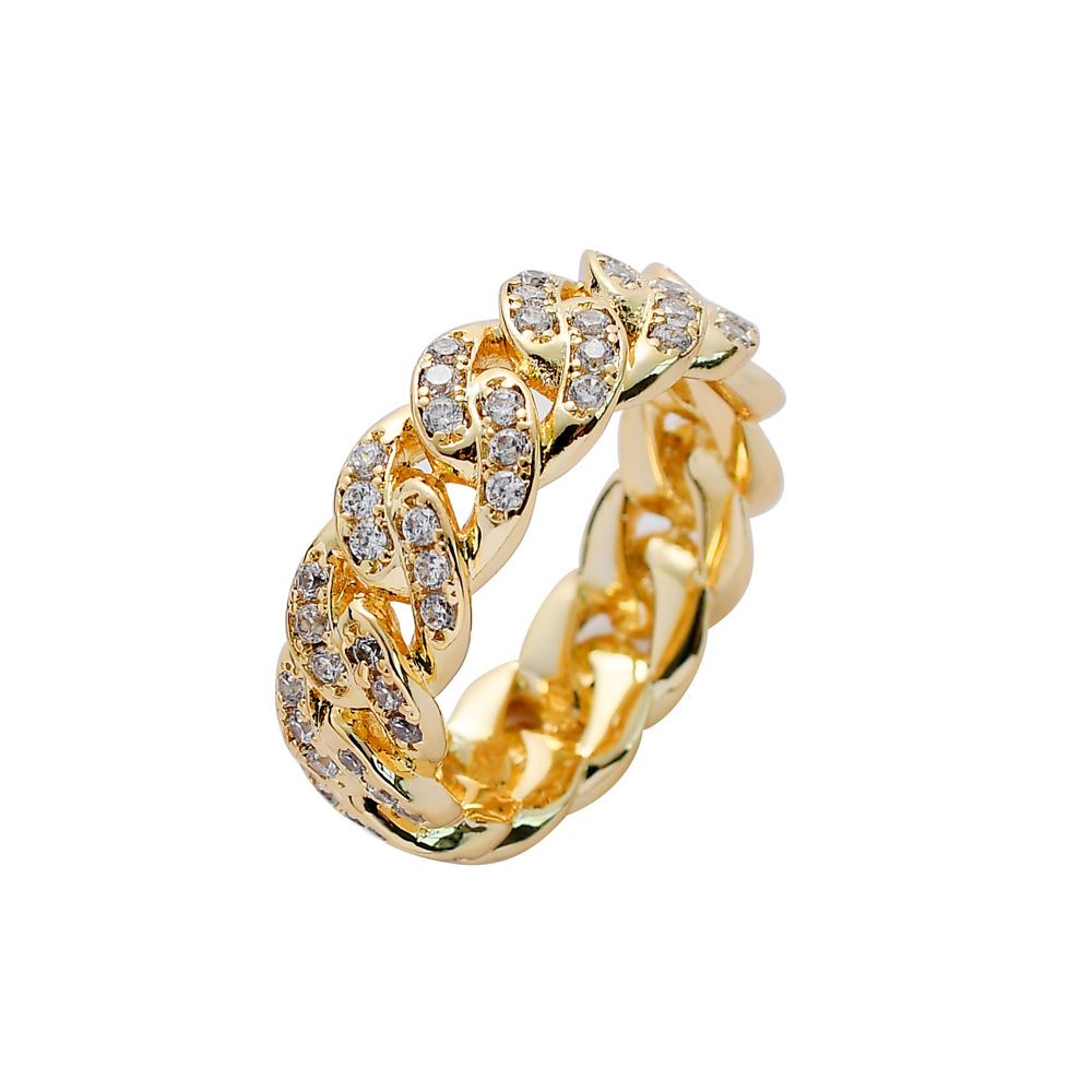 Hip-hop ring micro-set zircon men's ring 8mm Cuban ring men's women's couple ring