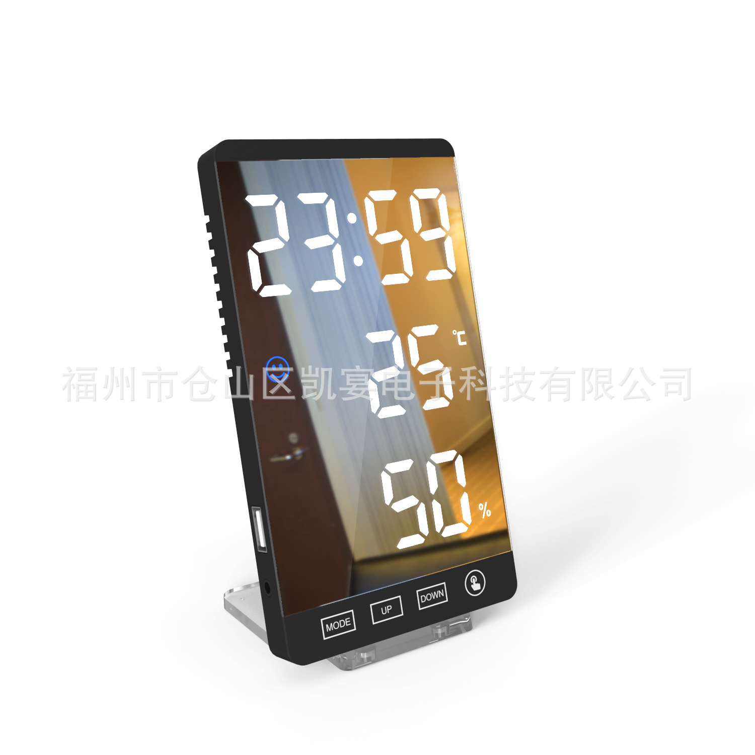 Mirror Alarm Clock Functional Temperature Humidity LED Mirror Desktop Electronic Alarm Clock