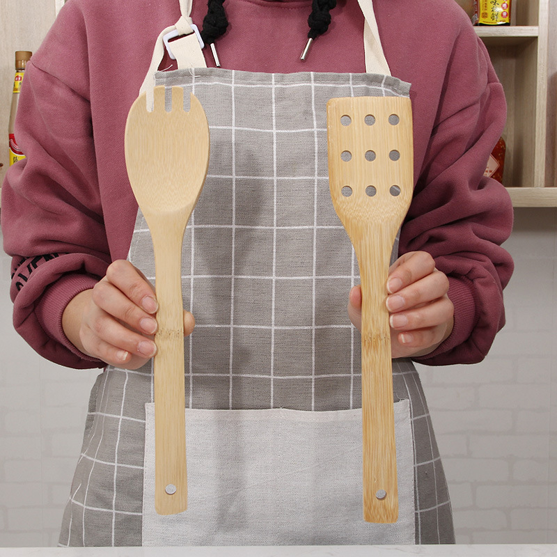 Bamboo long-handled spatula, bamboo spatula for non-stick pans, cooking spatula, spoon set, custom LOGO, bamboo rice spoon