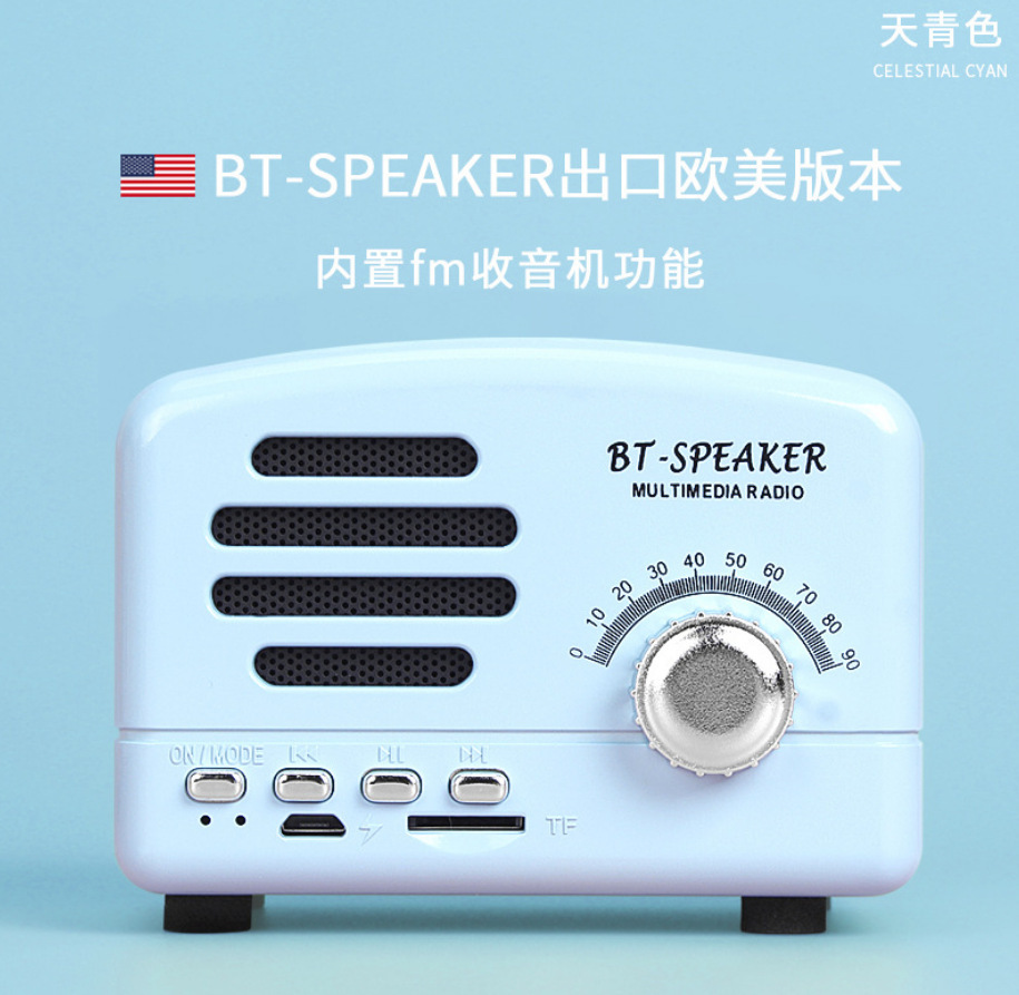New BT01 Bluetooth Speaker Radio Card Slot Subwoofer Gift Mini Vintage Sound