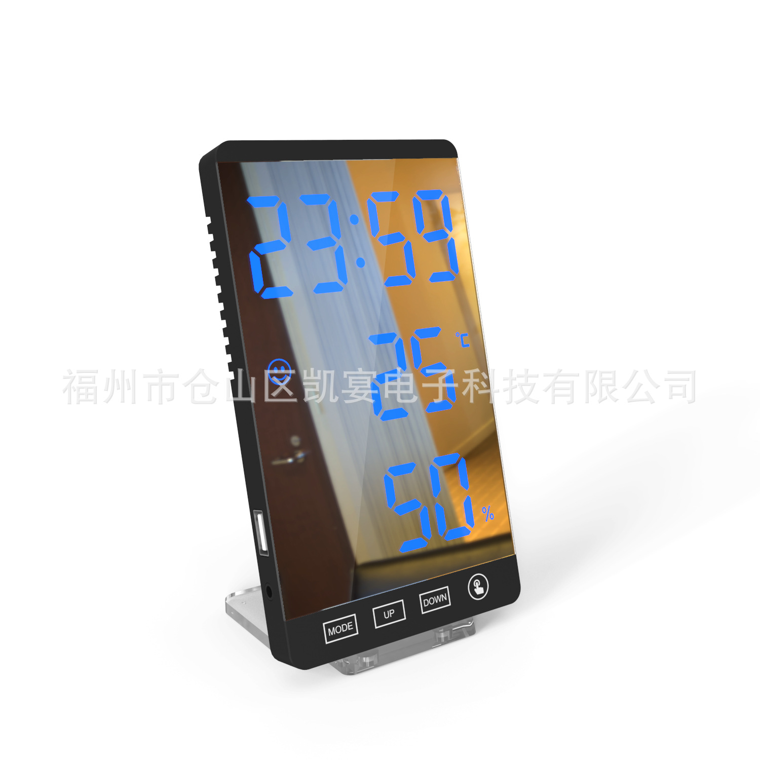 Mirror Alarm Clock Functional Temperature Humidity LED Mirror Desktop Electronic Alarm Clock