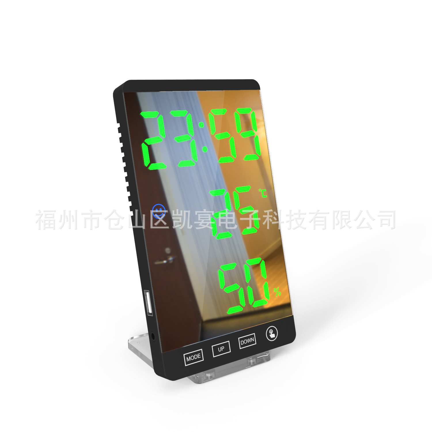 Mirror Alarm Clock Functional Temperature Humidity LED Mirror Desktop Electronic Alarm Clock