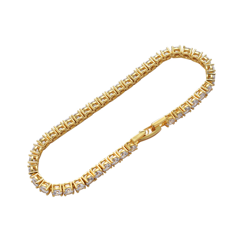 Copper easy-lock tennis chain Tennis Bracelet 3mm 4mm 5mm zircon single row hip-hop bracelet