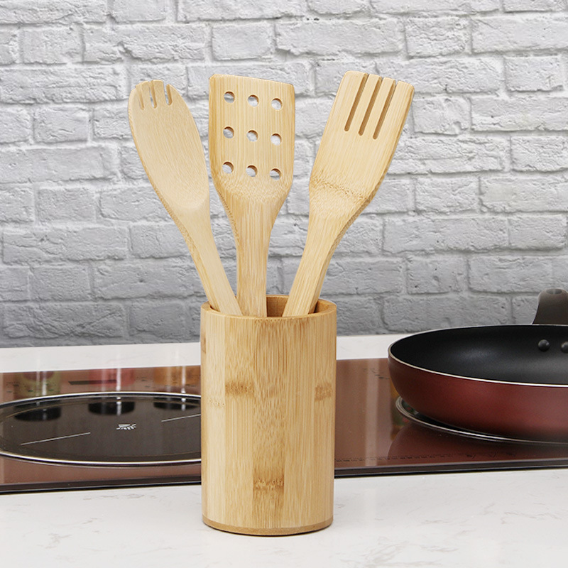 Bamboo long-handled spatula, bamboo spatula for non-stick pans, cooking spatula, spoon set, custom LOGO, bamboo rice spoon