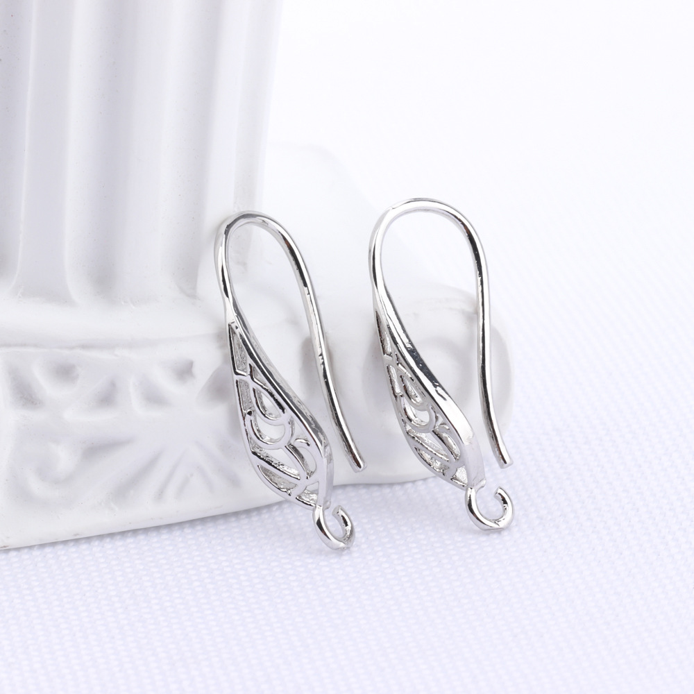 Copper plated simple earring hooks accessories handmade DIY set zircon, women's pearl earring materials production