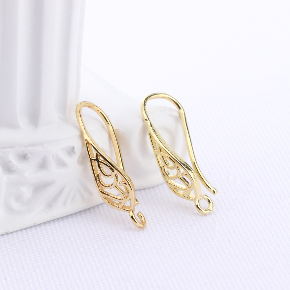 Copper plated simple earring hooks accessories handmade DIY set zircon, women's pearl earring materials production