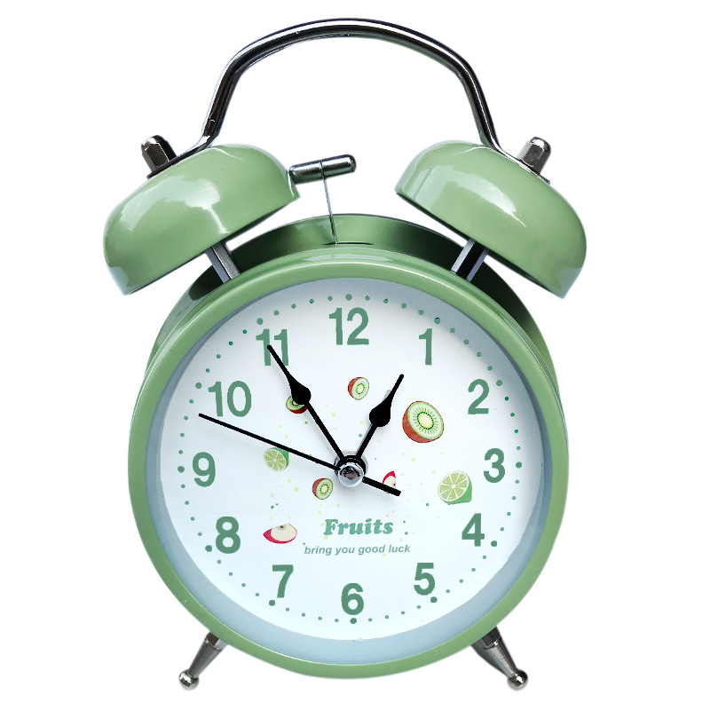 4-inch large metal silent alarm clock with luminous hands and night light, children's student alarm clock