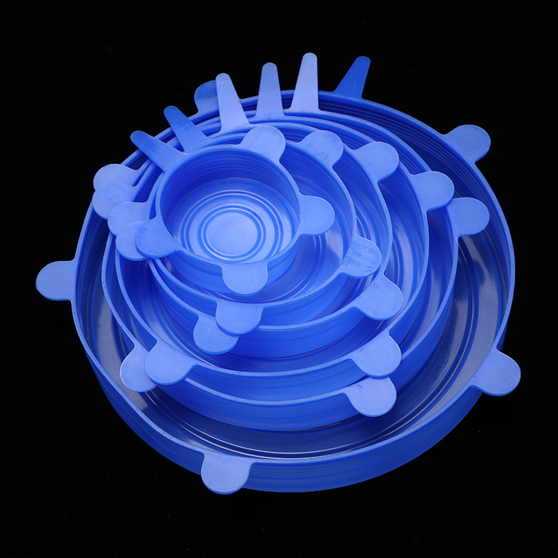 US/EU Standard Silicone 6-Piece Freshness Cover Stretch Bowl Cover Refrigerator Microwave Plastic Wrap Leak-Proof Sealing