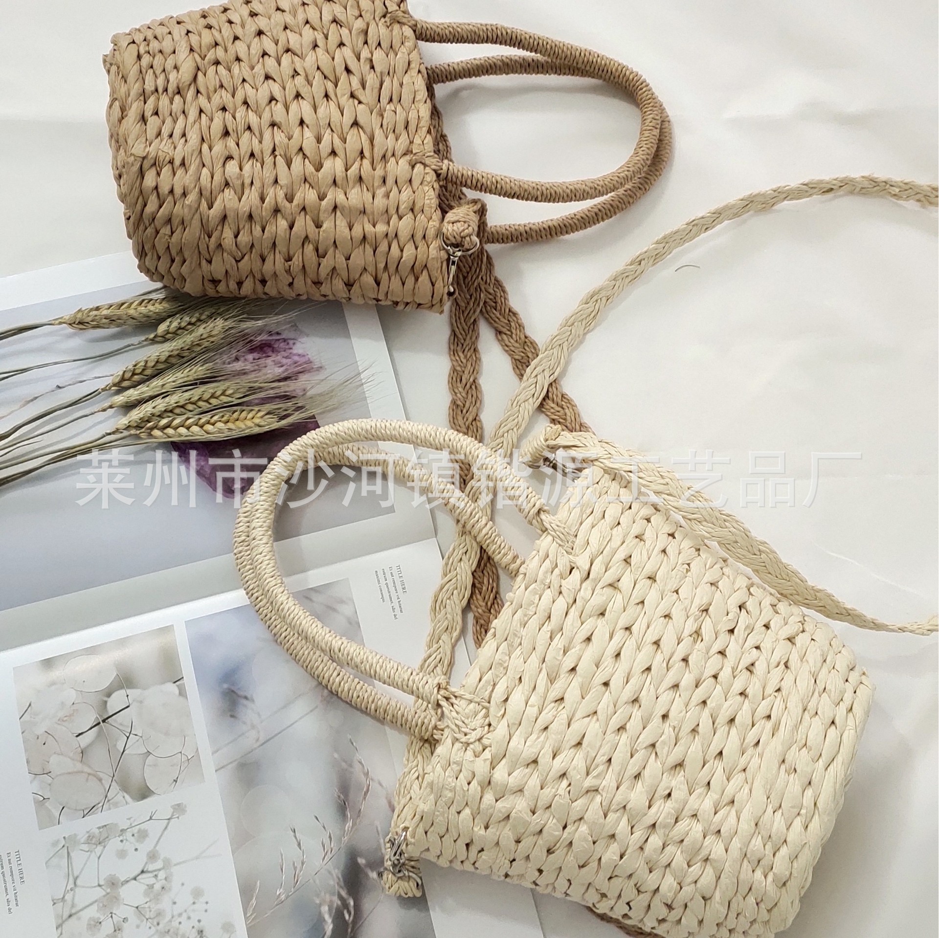 Woven bag niche handbag women's bag crossbody bag rattan woven handmade straw woven bag bucket bag casual travel