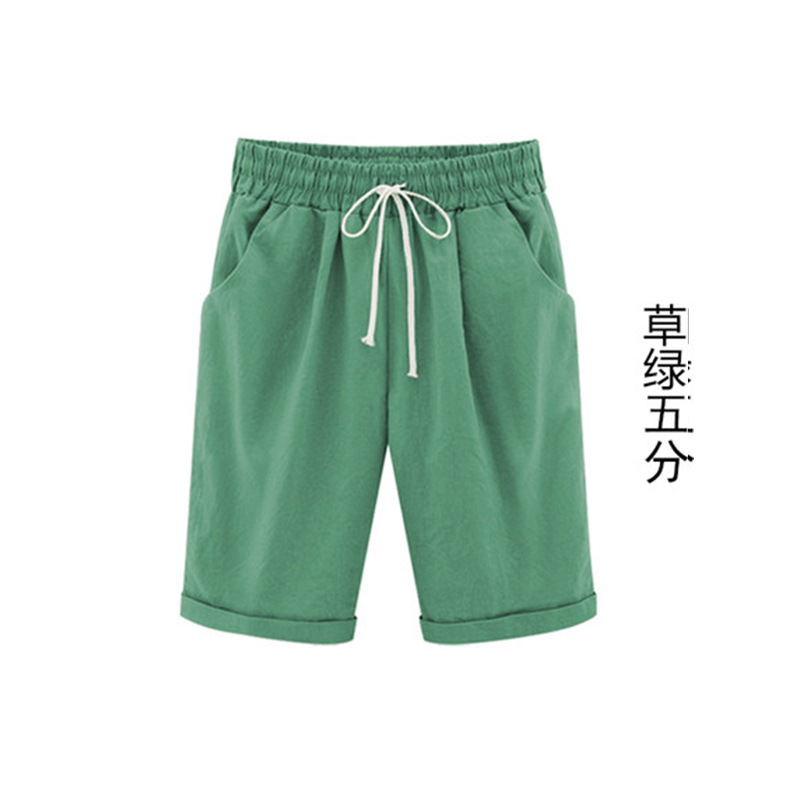 Spring and summer new cotton spandex mid-waist loose harem five-tenths pants street hip-hop elastic casual pants women pants