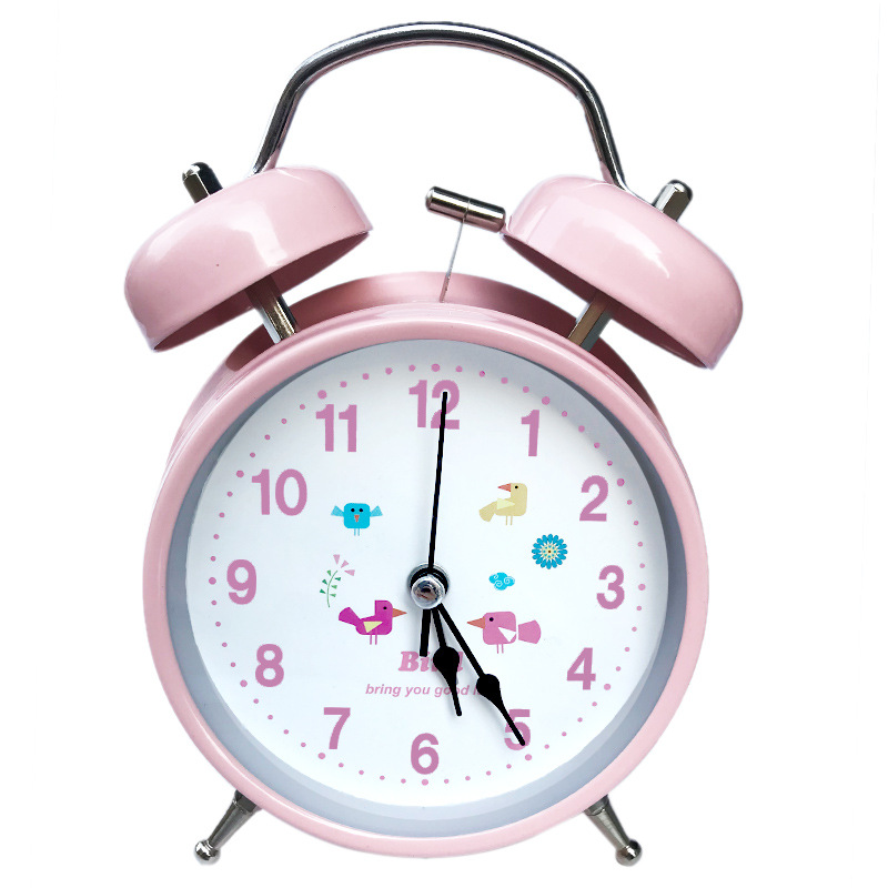 4-inch large metal silent alarm clock with luminous hands and night light, children's student alarm clock