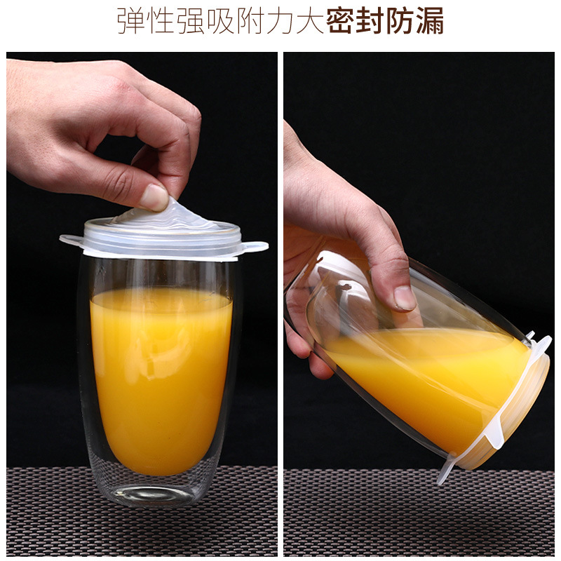 US/EU Standard Silicone 6-Piece Freshness Cover Stretch Bowl Cover Refrigerator Microwave Plastic Wrap Leak-Proof Sealing