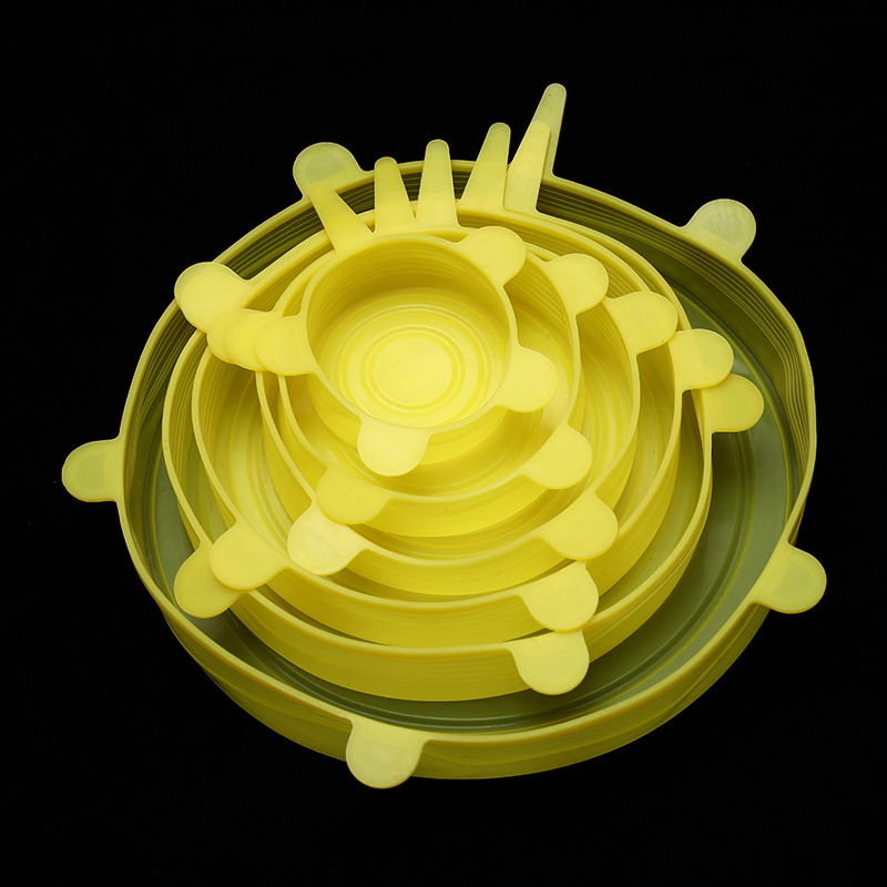 US/EU Standard Silicone 6-Piece Freshness Cover Stretch Bowl Cover Refrigerator Microwave Plastic Wrap Leak-Proof Sealing