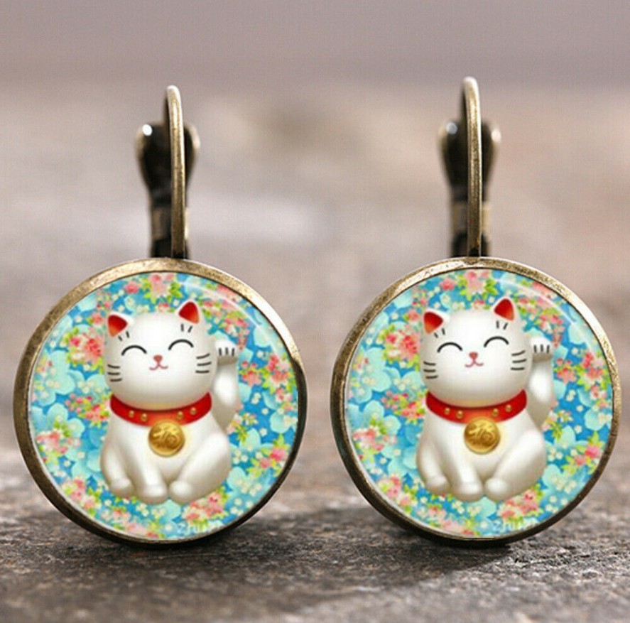 EBAY Colorful Tiger Head Unicorn Peacock Feather Eight Planets Mandala Time Gem Earrings